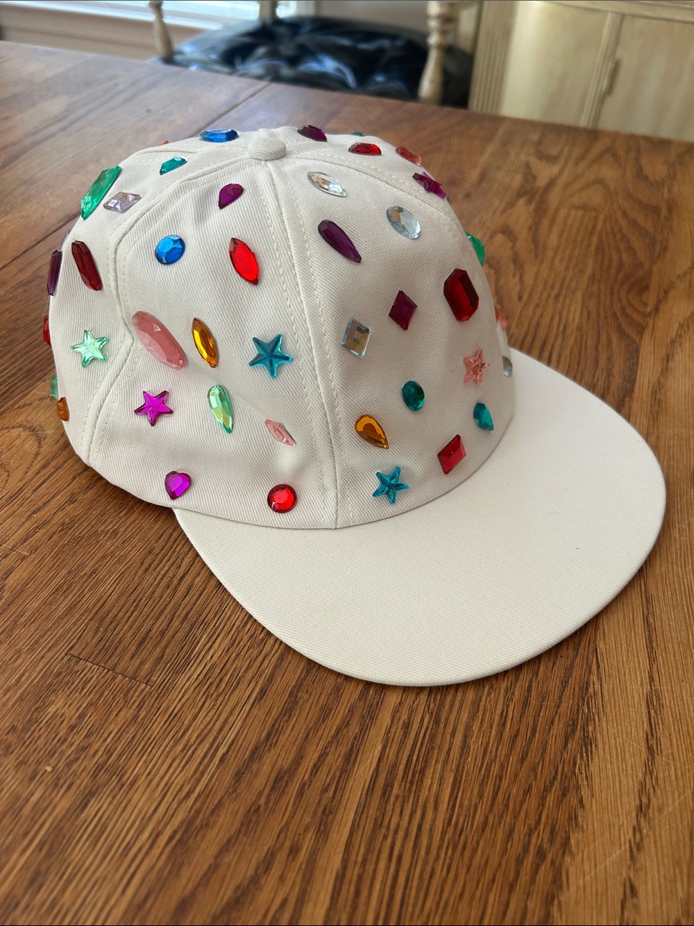 White Jeweled Baseball Cap